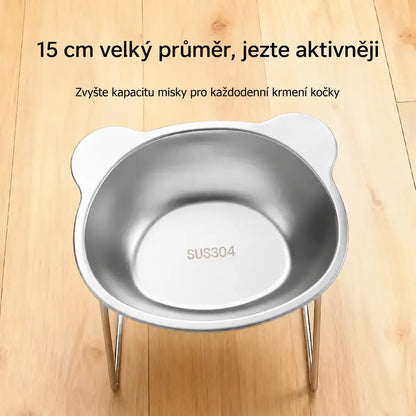 🐾🍽️【1 kus】Zvýšená miska se sklonem 15° pro psy a kočky – podporuje přirozené držení těla a chrání krk.