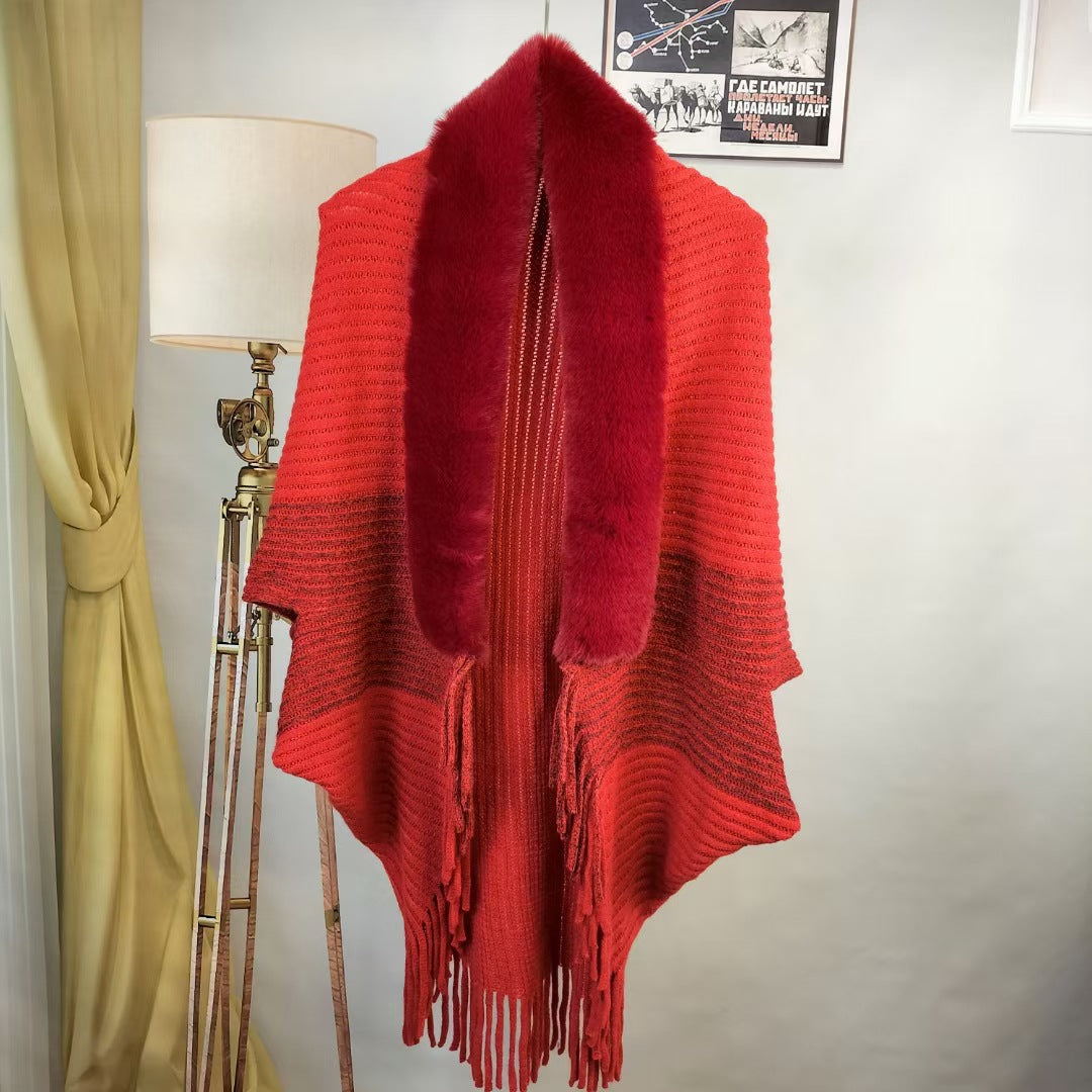 ❄️ Elegáns és meleg kötött sál plüssgallérral – tökéletes választás bármilyen alkalomra, kifinomult megjelenést kölcsönözve.