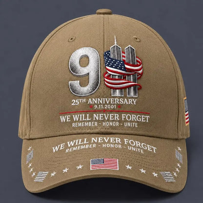 🧢9/11-es évfordulós emlék-baseballsapka: Soha ne felejtsük el – Uniszex, hazafias emléksapka 🧢