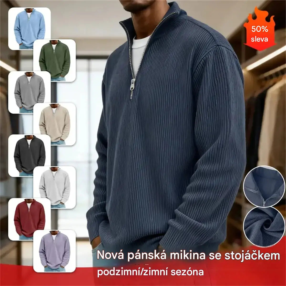🔥【S-5XL】Nová pánska mikina so stojačikom, jeseň/zima 2026