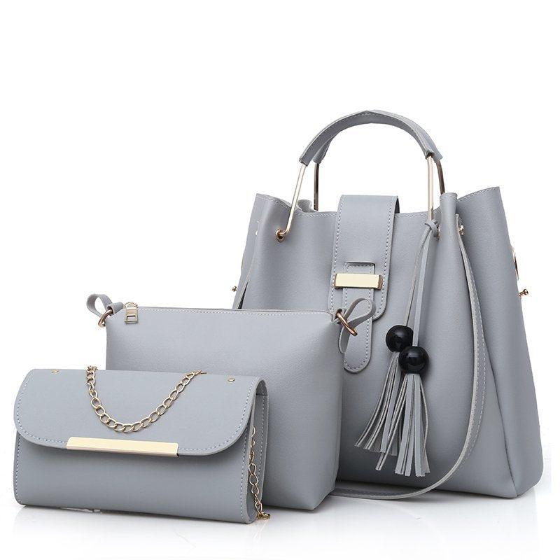 Conjunto de 3 piezas de bolso de mano y cartera de piel sintética suave para mujer: bolso tote, bolso de hombro y cartera de mano.