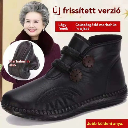 【50%OFF】💥【35-40】Női bőr, pamut, csúszásmentes, kézzel készített cipők őszre és télre