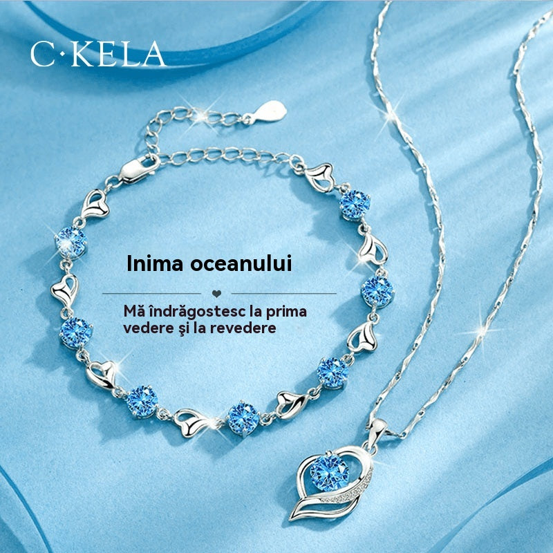 ✨ 25 eur za komplet ✅💎Zapestnica iz šterling srebra 925 + komplet ogrlic s srcem Ocean