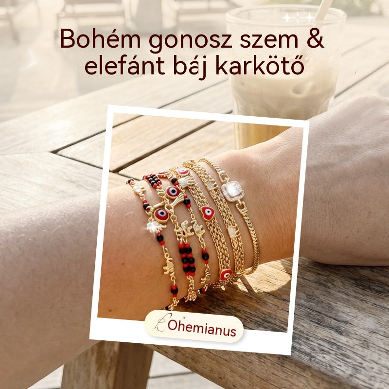 📿 IDEIG KORLÁTOZOTT AJÁNLAT: 50% KEDVEZMÉNY! 🌀 Bohém karkötő medálokkal és szerencsehozó elefánttal: szimbolikus medálok, állítható csiszolású, aranyozott és 7 stílusban ✨