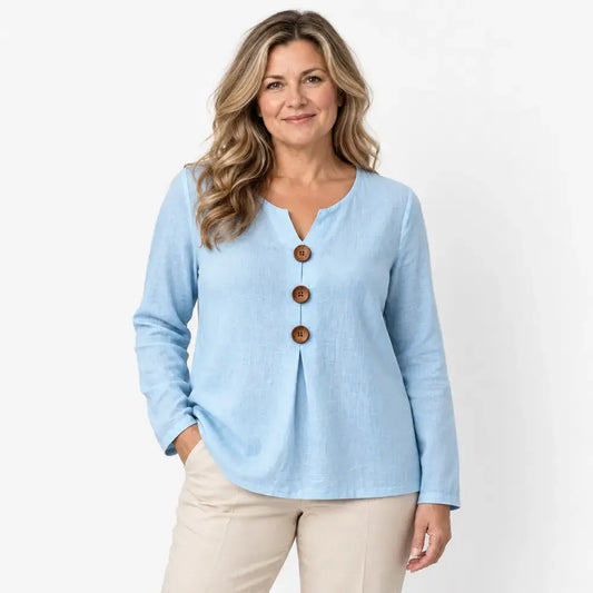 👚Női hosszú ujjú vászon ing - könnyű és stílusos belső réteg