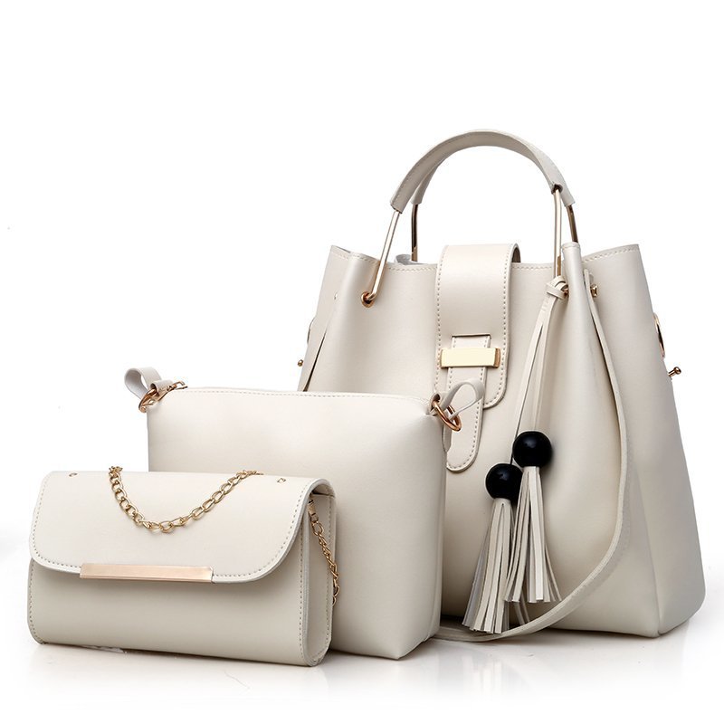Conjunto de 3 piezas de bolso de mano y cartera de piel sintética suave para mujer: bolso tote, bolso de hombro y cartera de mano.