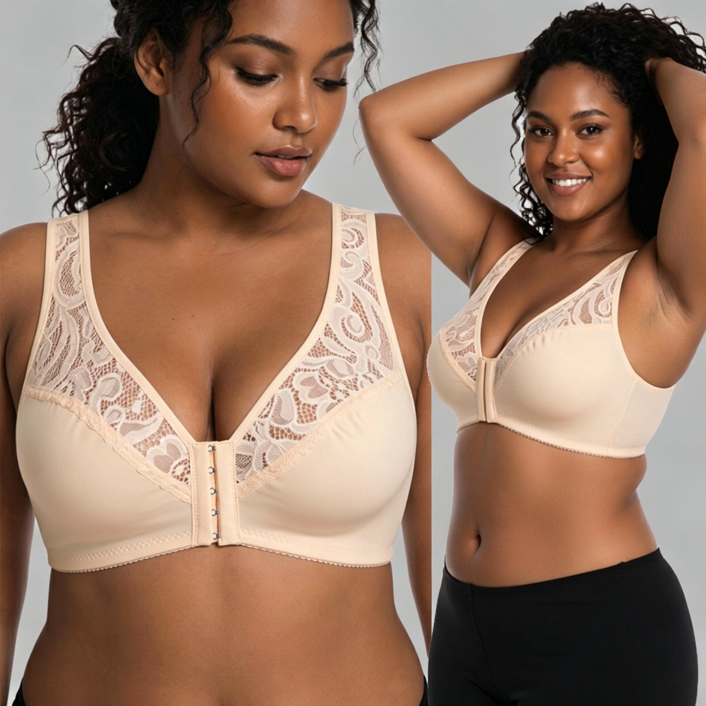 💕 Zadnji dan - 50 % popusta【3-delni komplet】【L-4XL】😍 push-up modrček z žico za večje velikosti, brezšiven dizajn z zapenjanjem spredaj, plačilo po povzetju