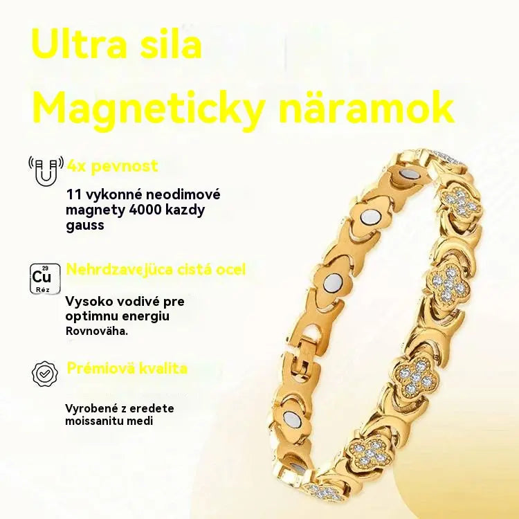 Négylevelű lóhere mágnesterápiás karkötő ✨ — Fedezd fel a stresszoldás 😌 és az életerő fokozásának titkát a mágnesterápia segítségével.