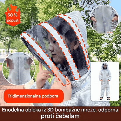🐝Zaščitni enodelni čebelarski kombinezon iz 3D bombažne mreže