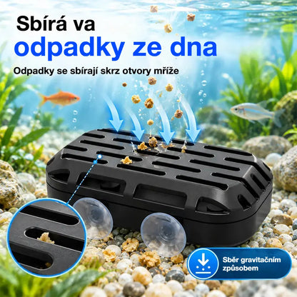 🐢 Sběrač odpadu z akvária a pro želvy · Gravitační sběr · Dvě přísavky · Snadné čištění!