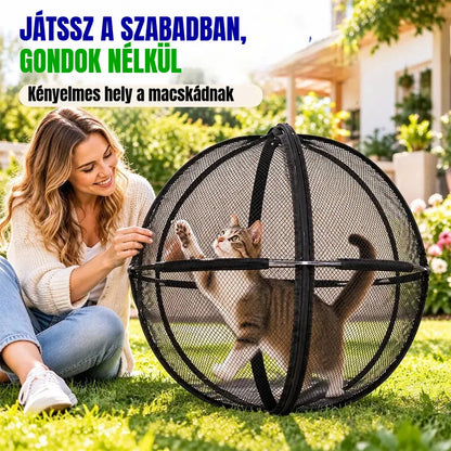 🐈 360°-os panorámás, guruló macskajátszó – Kültéri mozgásösztönző labda háziállatoknak ✅