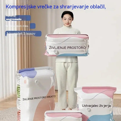 👕📦【5 kosov 25 EUR】Kompresijske vrečke za shranjevanje oblačil, brez potrebe po vakuumu, ojačana zasnova.