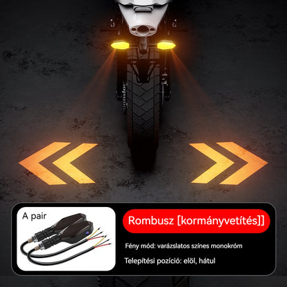 Motorkerékpár LED-es irányjelző többszínű vetítési kijelzővel