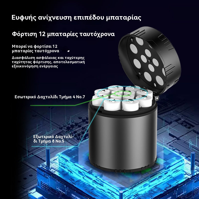 ⚡50.000+ ΠΟΥΛΗΘΗΚΑΝ! Σχεδόν εξαντλήθηκαν-💥🎁🔋Φορτιστής κατάλληλος για τη φόρτιση μπαταριών AA και AAA, με 12 θύρες μπαταρίας και σταθερή τάση 1,5V.