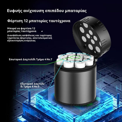 ⚡50.000+ ΠΟΥΛΗΘΗΚΑΝ! Σχεδόν εξαντλήθηκαν-💥🎁🔋Φορτιστής κατάλληλος για τη φόρτιση μπαταριών AA και AAA, με 12 θύρες μπαταρίας και σταθερή τάση 1,5V.