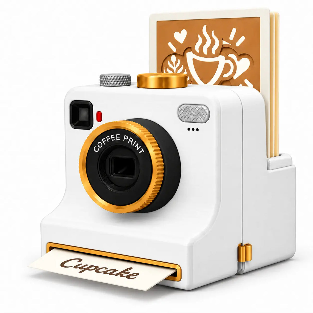 【 Obsahuje 12 náhodne vybraných jednofarebných kariet s modelmi.】🔥 Retro fotoaparát na latte art — Mechanická tlačiareň šablón na latte art