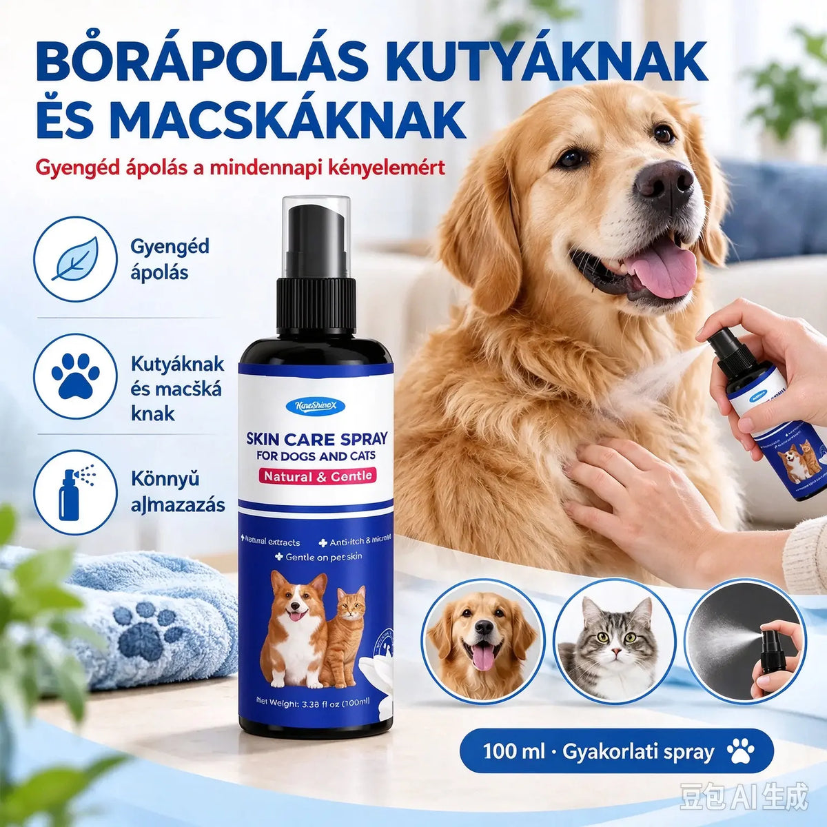 ✨🐕A háziállatok bőrnyugtató termékei segítenek felfrissíteni a szőrzetet, enyhíteni a viszketést és ápolni a bőrt.