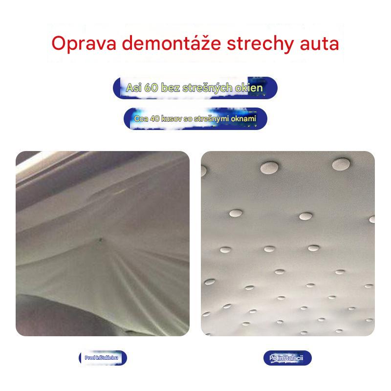 Plátno strechy auta padá, opravte sponu na upevnenie klincov Úprava a renovácia interiéru auta bez demontáže