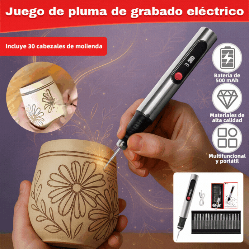 【1 gravírovací stroj + 30 brusných hlav】 1 sada 30€】Dobíjecí, dlouhotrvající, multifunkční lithium-iontové gravírovací pero na nehty a elektrické leštění