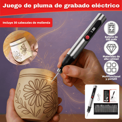 【1 gravírovací stroj + 30 brusných hlav】 1 sada 30€】Dobíjecí, dlouhotrvající, multifunkční lithium-iontové gravírovací pero na nehty a elektrické leštění
