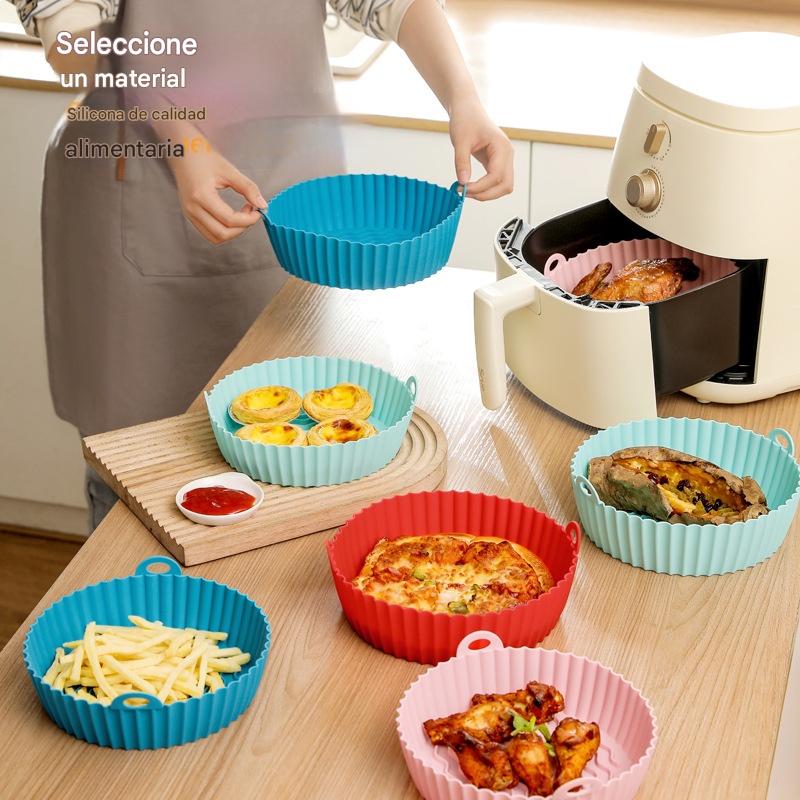 【6 artículos】Bandeja de silicona para hornear, apta para freidora de aire caliente