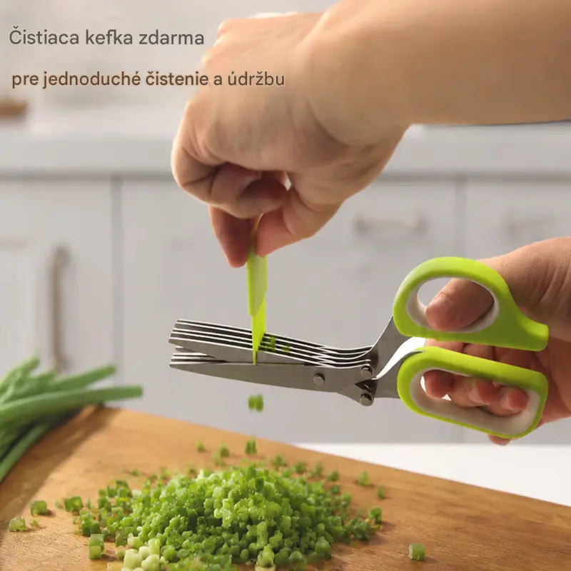🌿 Kráječ s 5 čepelemi – Rychlý kuchyňský kráječ na čerstvé bylinky a koření