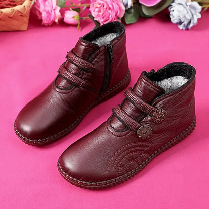【50%OFF】💥【35-40】Női bőr, pamut, csúszásmentes, kézzel készített cipők őszre és télre