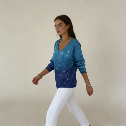 👚👚Új női pulóver hosszú ujjal és V-nyakkal