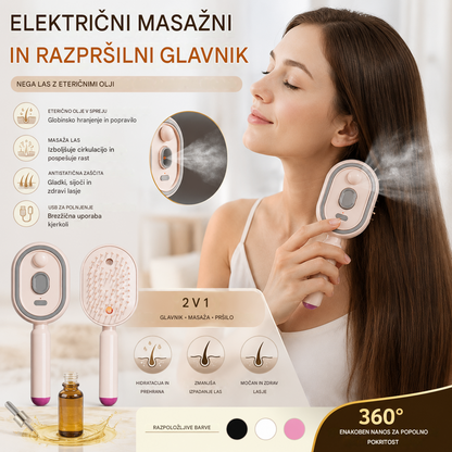 📢📢Posebna ponudba!! ⏰Električni masažni glavnik z razpršilom za zračne blazine in eteričnim oljem, glavnik za nego in razprševanje✨🔥