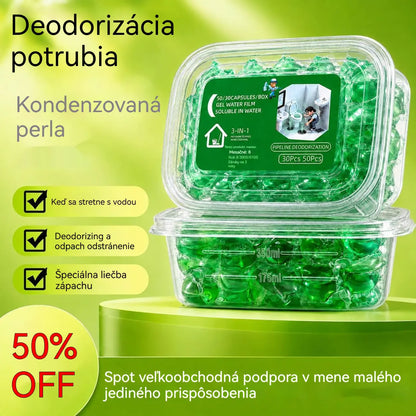 2 csomag (100 tabletta) 👍 Vízben oldódó kapszulák a lefolyószag megszüntetésére – tökéletes megoldás a szagok terjedésének megakadályozására a fürdőszobában és a konyhában.