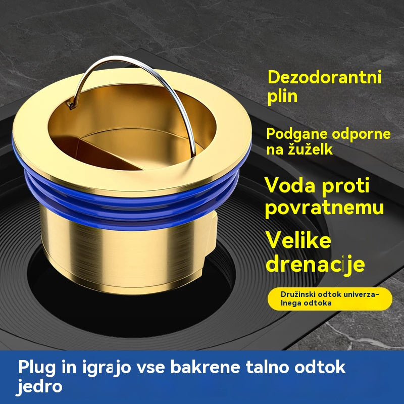 Univerzalni medeninasti talni odtok z jedrom proti vonju