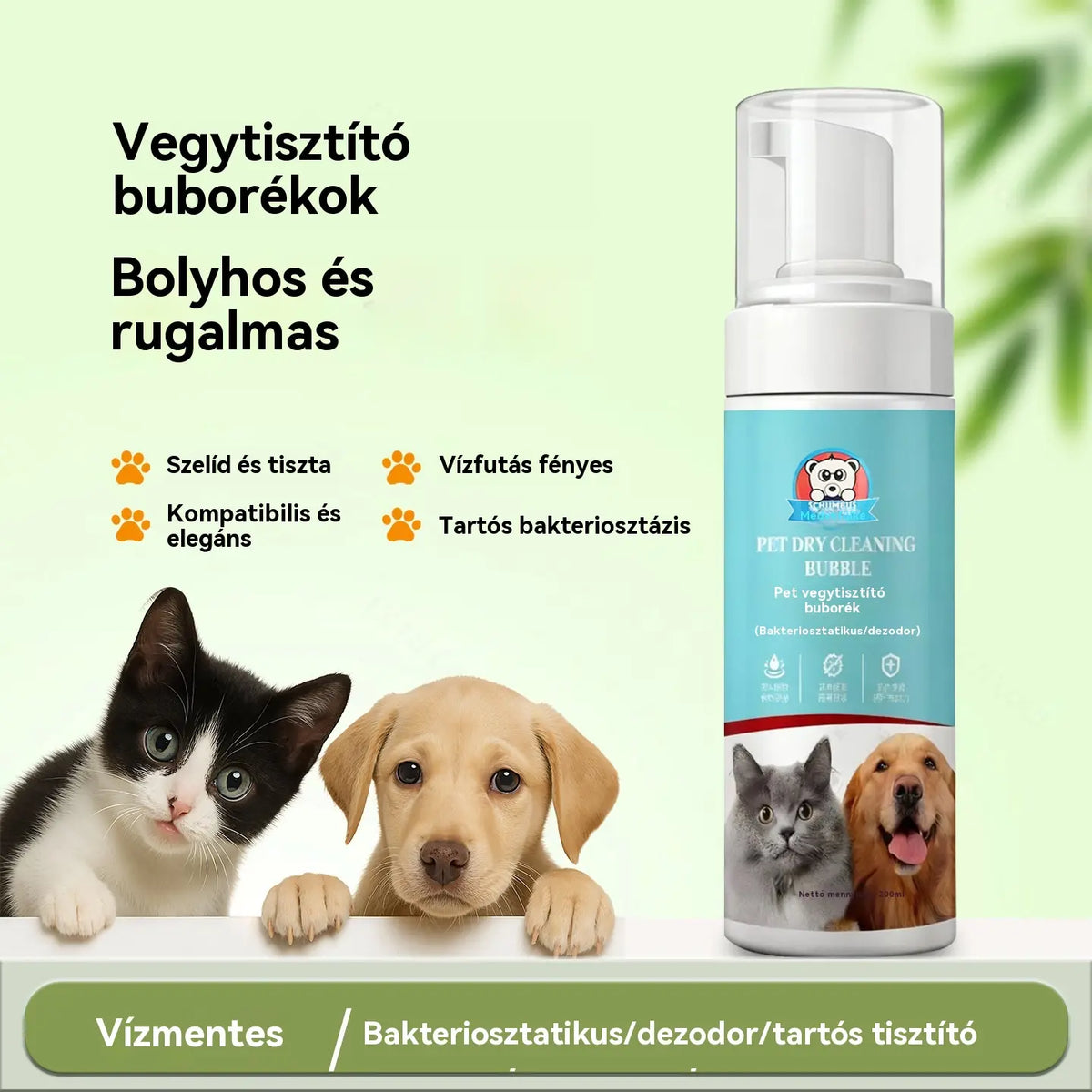 ✨【Vásárolj 1-et, kapsz 1-t ingyen】🐱🐈 Gyengéd növényi alapú szagtalanító hab háziállatoknak, állatsamponok