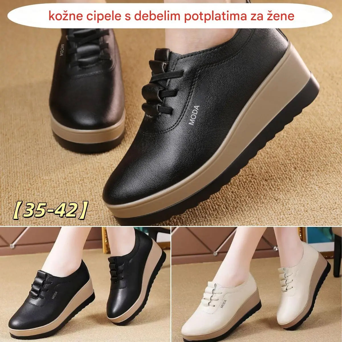 🔥【45% OFF】【35-42】Ženske kožne cipele s debelim potplatom, novi modni trend u jesen