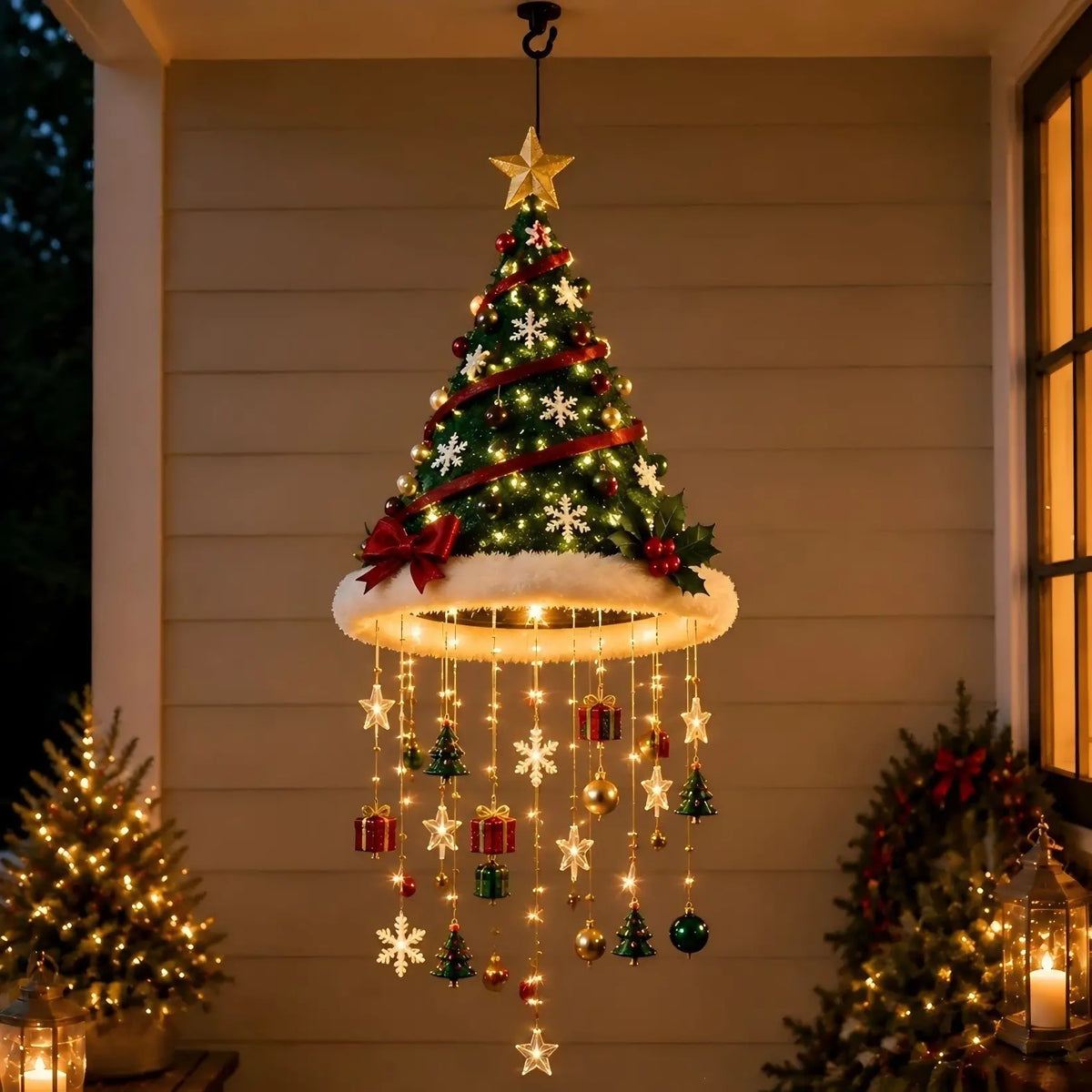 🎄✨【Függő LED dekoráció Mikulás sapka formájában】Világítsd meg ajtóidat, ablakaidat vagy falaidat, és teremts azonnal ünnepi karácsonyi hangulatot! 🎅🎁