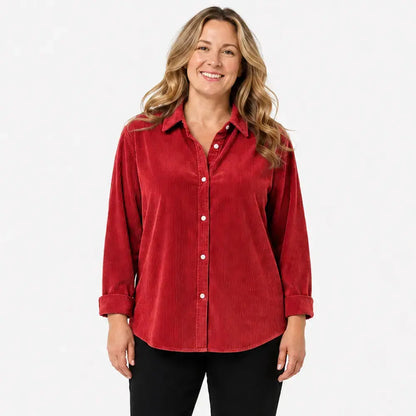 👚Laza szabású női kordbársony ing – egyszínű, hosszú ujjú – puha, lezser blúz őszre és télre