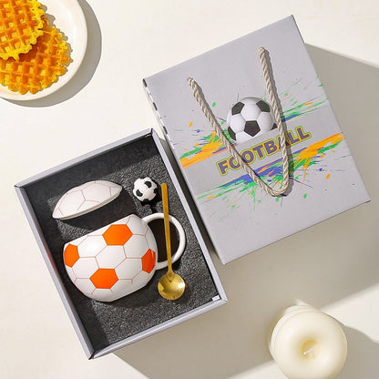 ⚽️ Taza de cerámica de alta calidad de la Copa del Mundo con tapa: recuerdo deportivo