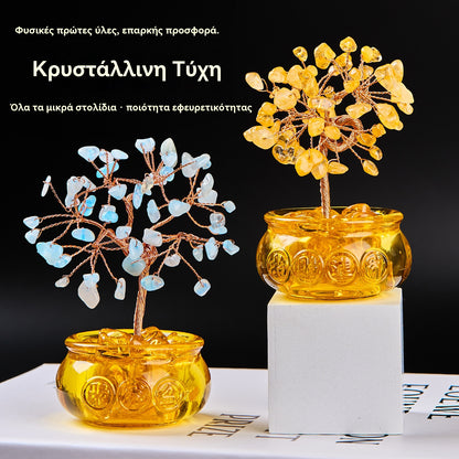 🔥Ειδική προσφορά περιορισμένης διάρκειας💎💎Κρυστάλλινο στολίδι με δέντρο χρήματος από φυσικό θησαυρό