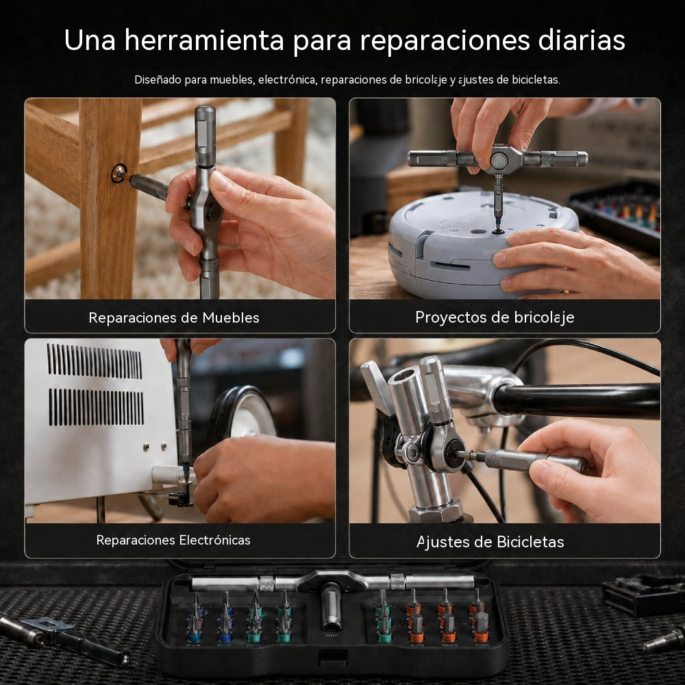 Juego de destornilladores multifuncionales de trinquete de 24 piezas, un éxito de ventas.