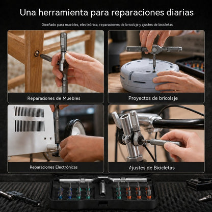Juego de destornilladores multifuncionales de trinquete de 24 piezas, un éxito de ventas.