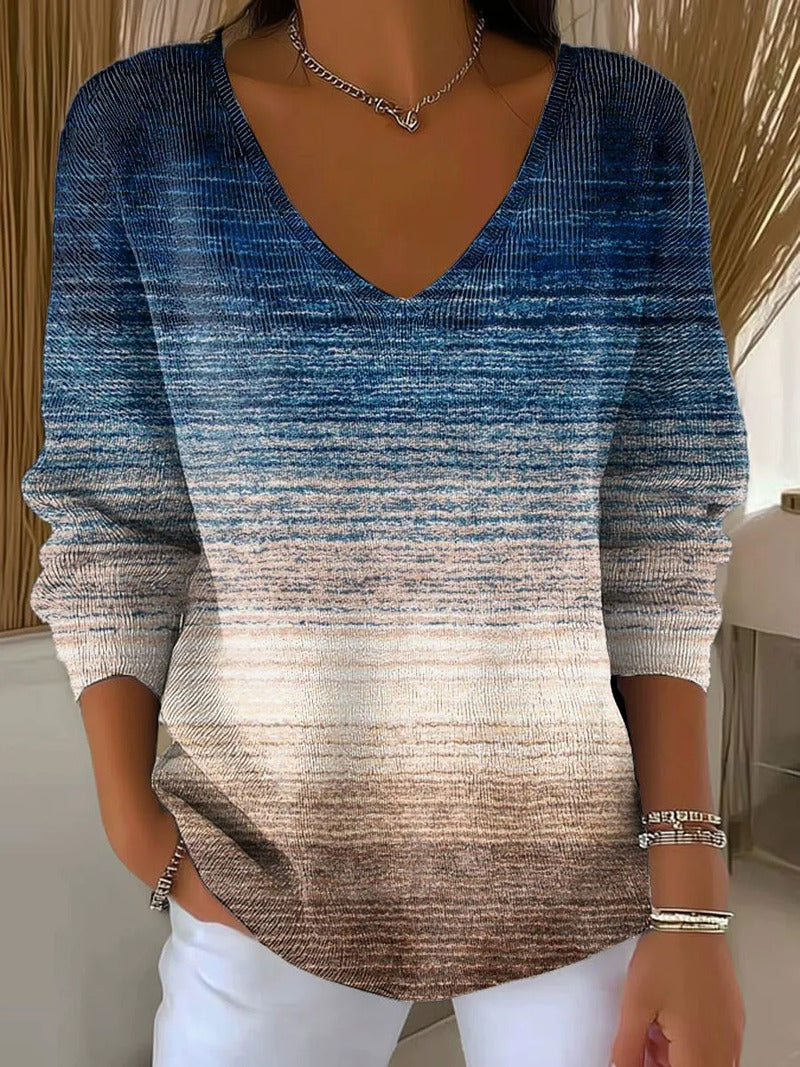 👚👚Új női pulóver hosszú ujjal és V-nyakkal