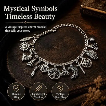 Pulsera con colgante de estilo vintage de brujería - Joyería bohemia gótica celestial