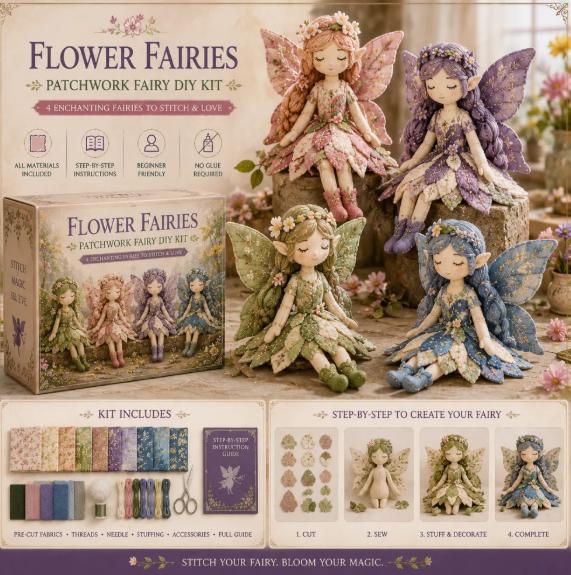 🌸50% kedvezmény - Mesebeli varrás sorozat - Saját készítésű patchwork tündérbaba készlet✨👼