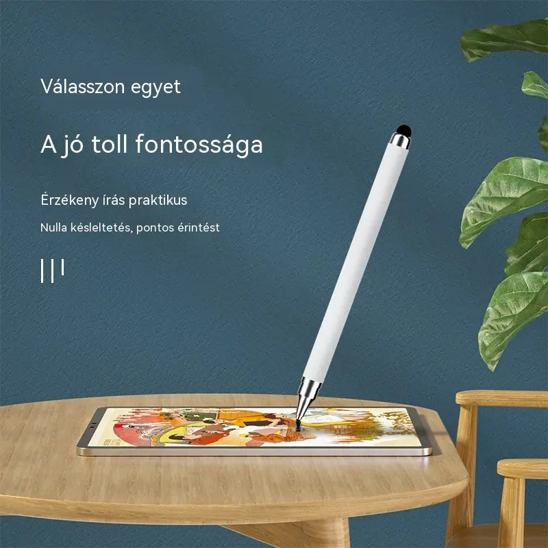 🖊️【Fizessen 1 kap 1】2026 Új, kétvégű, kapacitív érintőtoll kerek koronggal és szilikon heggyel