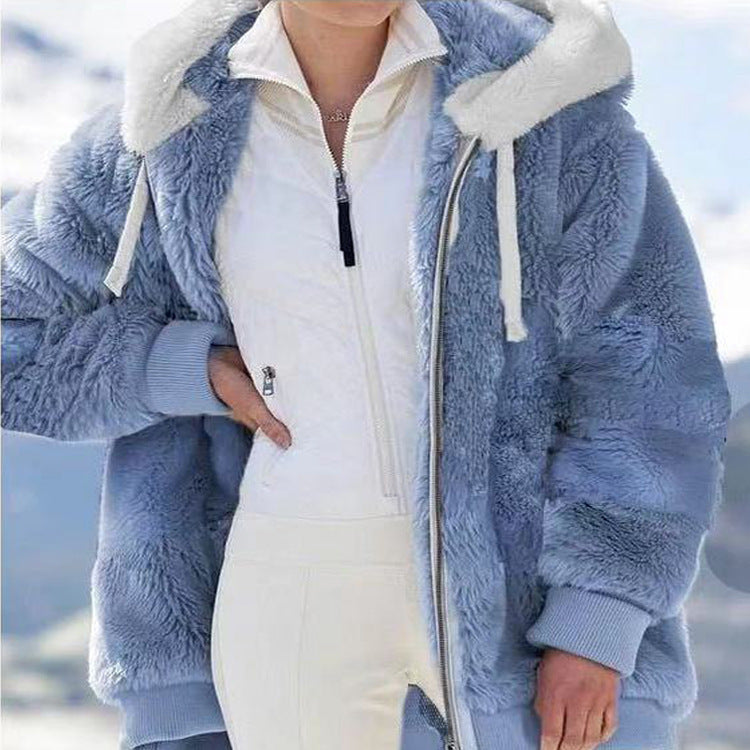 ❄️☃️[S-5XL] Női vastagított, plüss, színblokkos, csíkos dzseki (2026)