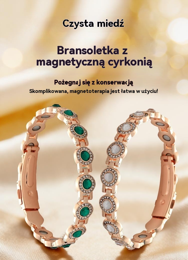 Nowoczesna luksusowa bransoletka magnetyczna ze stopu, bransoletka magnetyczna wykonana z czystej miedzi i cyrkonii sześciennych