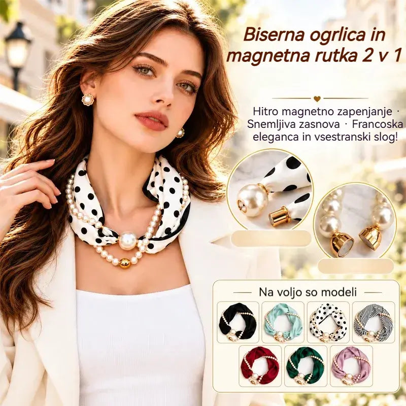 ✨ Biserna ogrlica in magnetna rutka 2 v 1! Hitro magnetno zapenjanje · Snemljiva zasnova · Francoska eleganca in vsestranski slog! Posebna ponudba: Kupite enega, drugega dobite brezplačno!