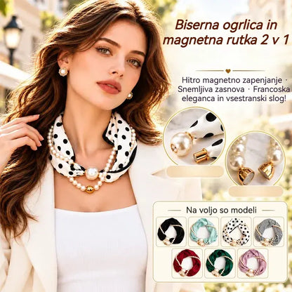 ✨ Biserna ogrlica in magnetna rutka 2 v 1! Hitro magnetno zapenjanje · Snemljiva zasnova · Francoska eleganca in vsestranski slog! Posebna ponudba: Kupite enega, drugega dobite brezplačno!