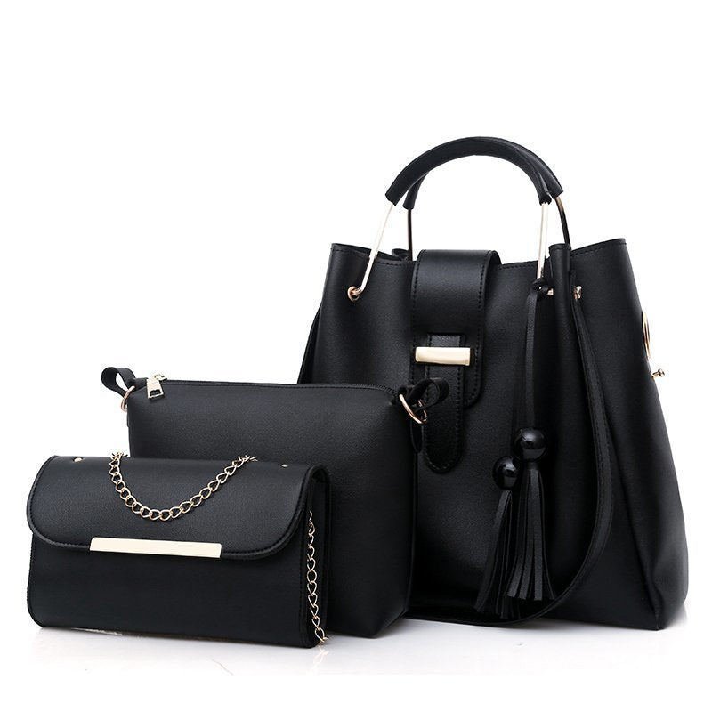 Conjunto de 3 piezas de bolso de mano y cartera de piel sintética suave para mujer: bolso tote, bolso de hombro y cartera de mano.