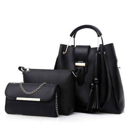Conjunto de 3 piezas de bolso de mano y cartera de piel sintética suave para mujer: bolso tote, bolso de hombro y cartera de mano.