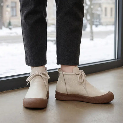 ✨【Velikosti 35–40】Dámské zateplené kotníkové boty z pravé kůže – šněrovací model, dostupné v několika barvách🥰